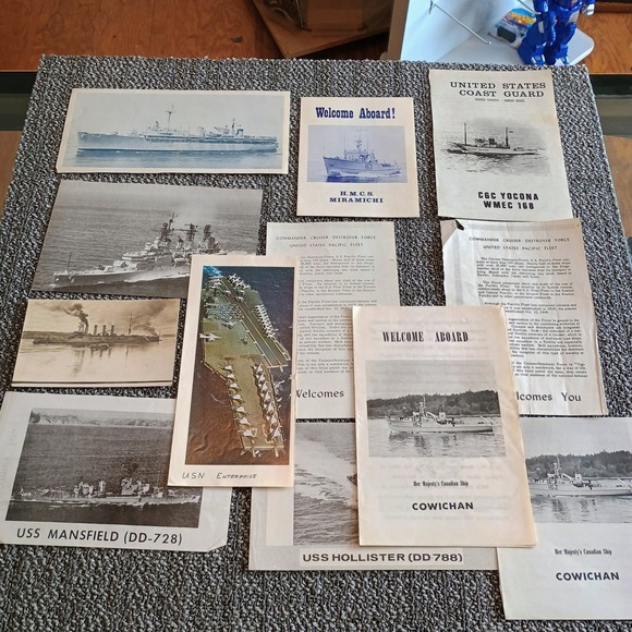 Other - Vintage US Navy Coast Guard Canadian Navy Ship Pamphlets Postcards Ephemera Lot